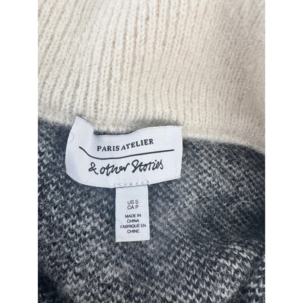 Paris‎ Atelier & Other Stories Houndstooth Alpaca Blend Half Zip Sweater small